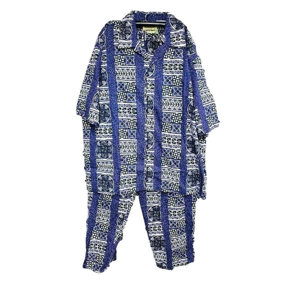VTG NOS Fun Boxers 1970s Look 50s Tropicals Mens Pajamas L Purples White Print